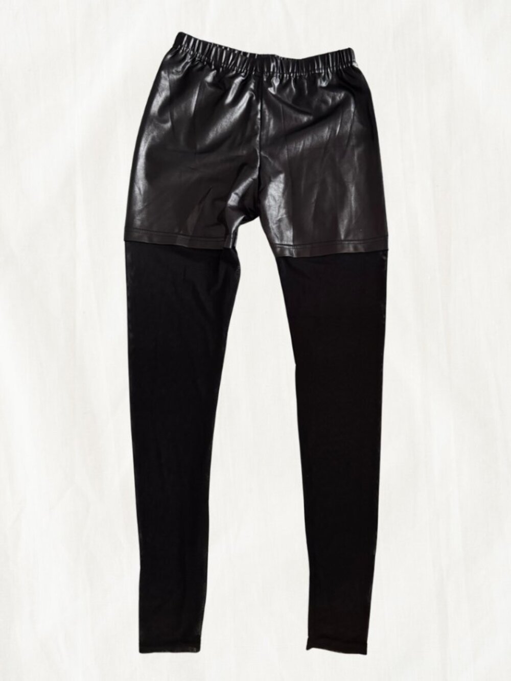Black Faux Leather Leggings with Mesh (No Brand Tags)